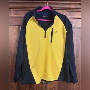 Nautica Navy and Yellow quarter-zip Jacket/Pullover EUC size L